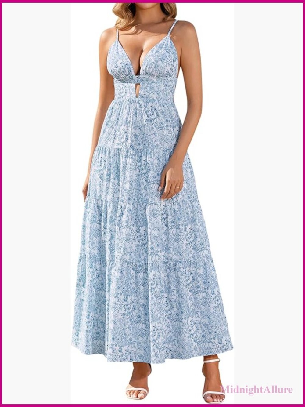 Flowy Boho V-Neck Maxi Dress Summer Casual Beach